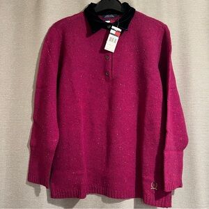 Tommy Hilfiger Velvet Wool Colorful Speckled‎ Polo Sweater Classic Preppy